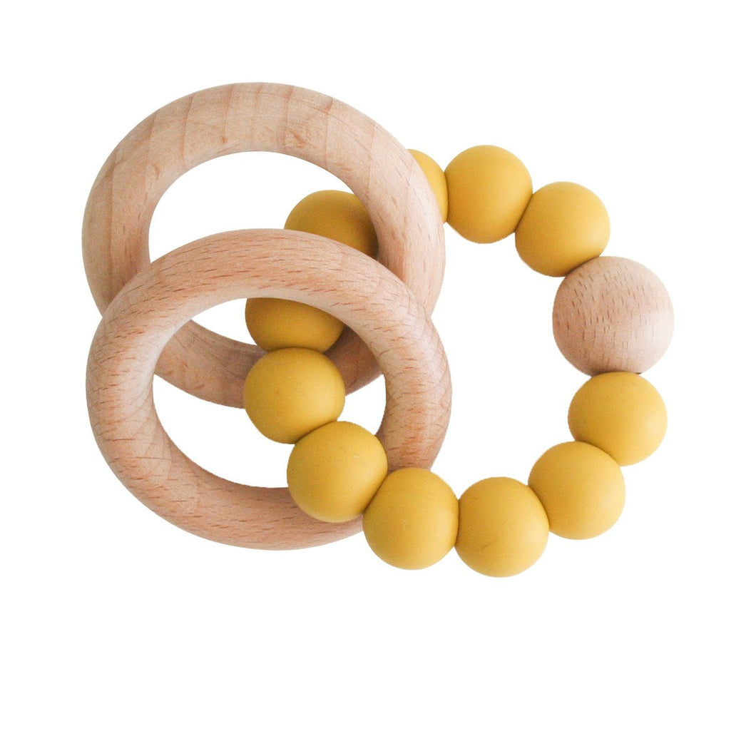 Alimrose Natural Beechwood & Silicone Teether - Butterscotch